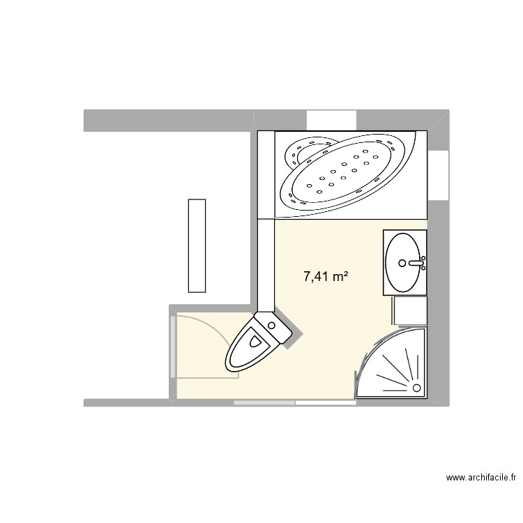 SdB 1etage. Plan de 1 pièce et 7 m2