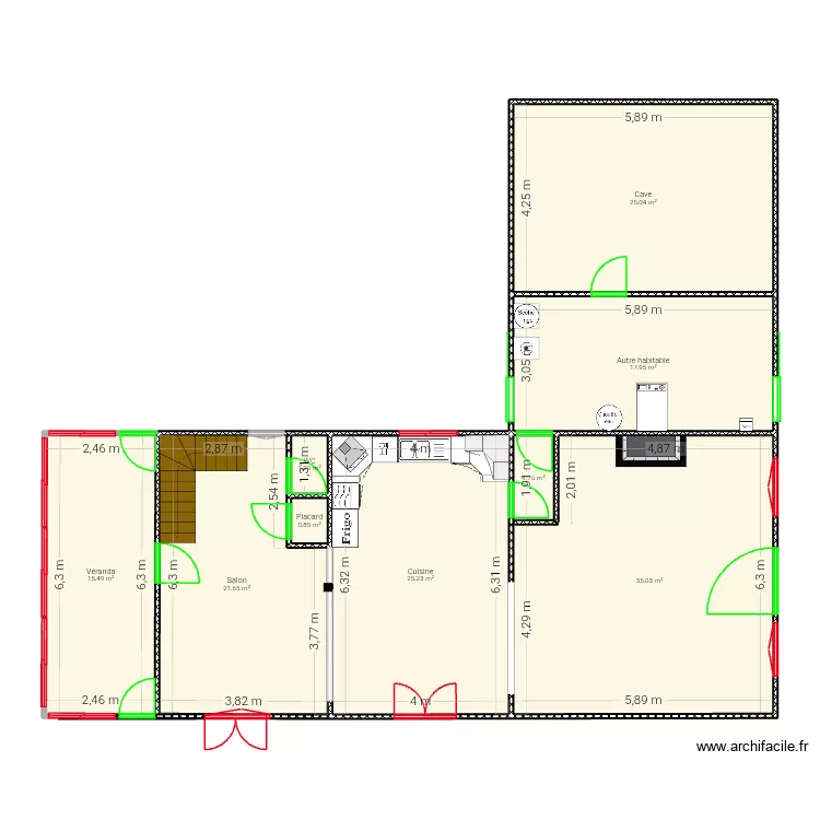 plan rez de chauss&eacute;e. Plan de 9  et 144 m²