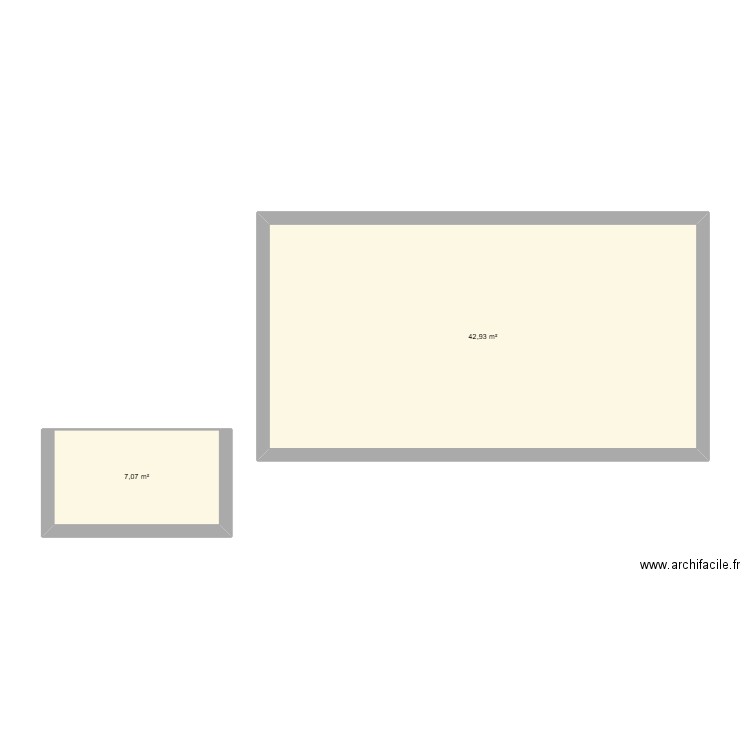 DORSEUIL. Plan de 2 pièces et 50 m2