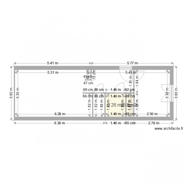 Le Pin D'Alep. Plan de 2 pièces et 3 m2