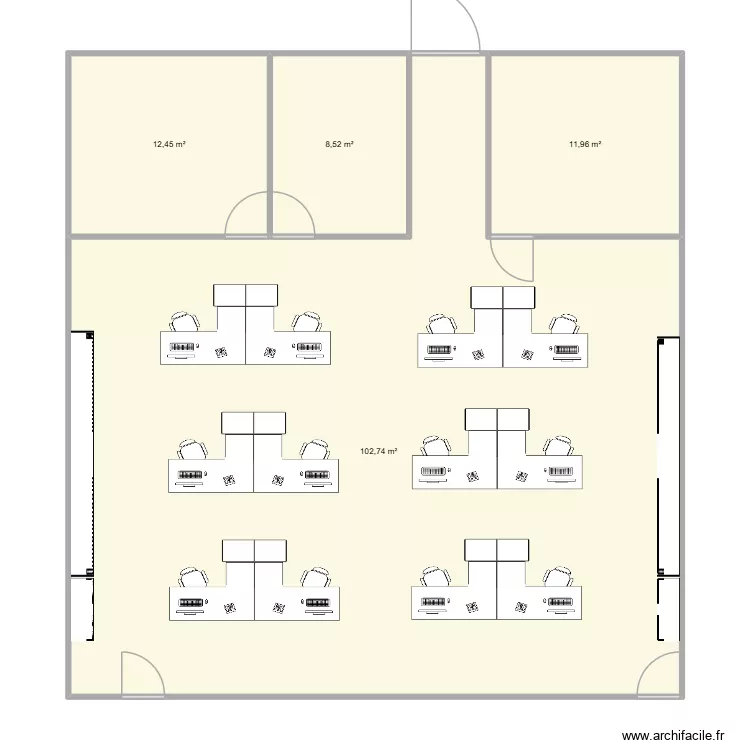 Bureau IWE. Plan de 4  et 136 m²