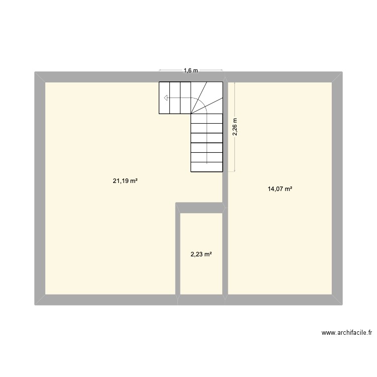 Gavray. Plan de 3 pièces et 37 m2