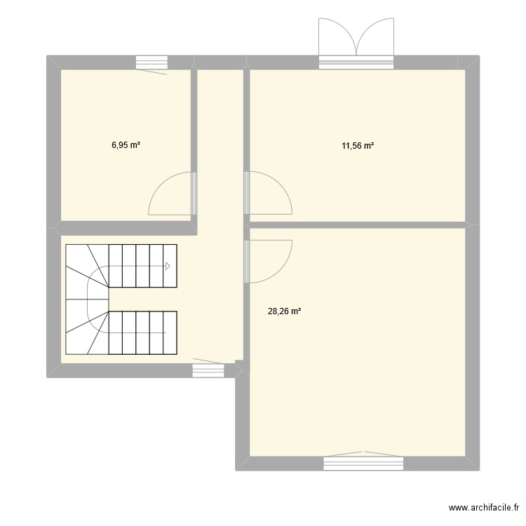 nesle 1er étage. Plan de 3 pièces et 47 m2