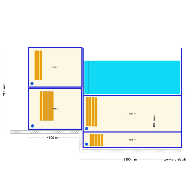 Finnigan. Plan de 4 pièces et 80 m2