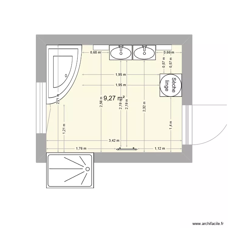 sdb3. Plan de 1 et 9 m² sdb3. Plan de 1 et 9 m²