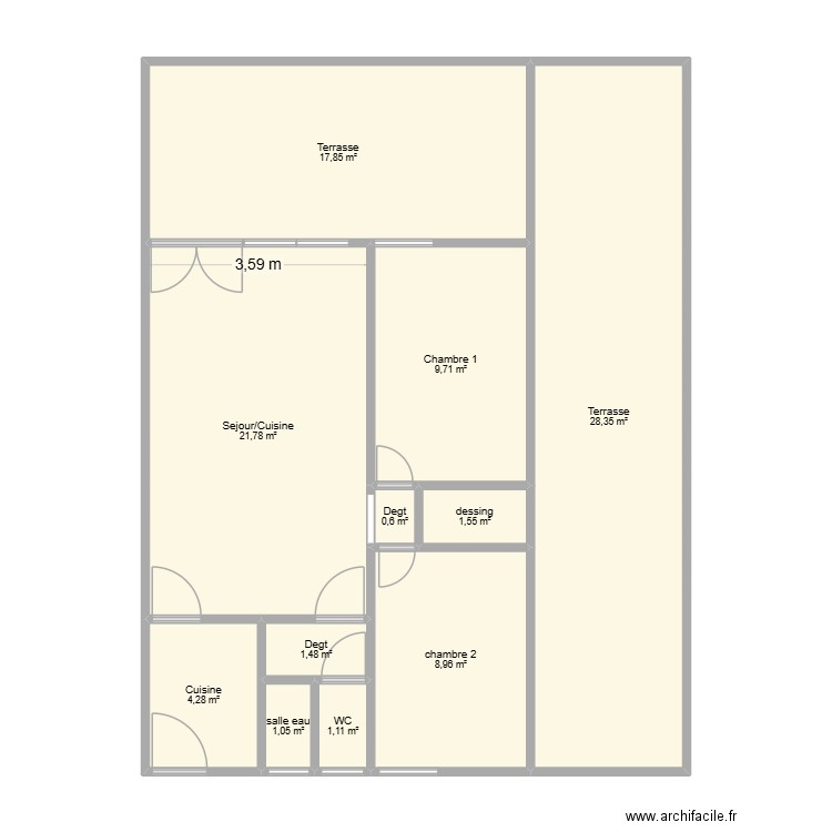 plan original. Plan de 11 pièces et 97 m2