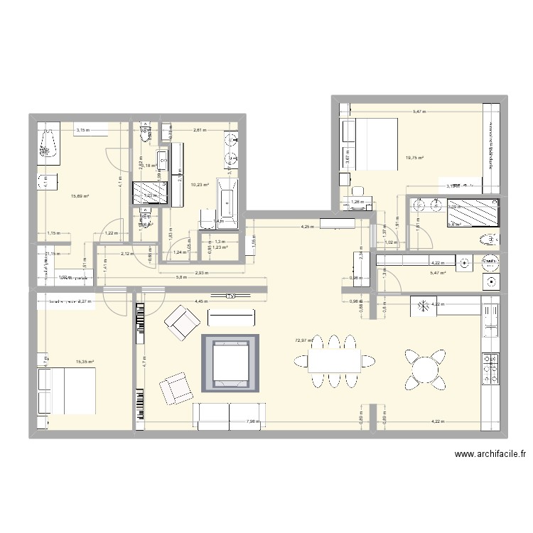 5 Gambetta. Plan de 10 pièces et 151 m2