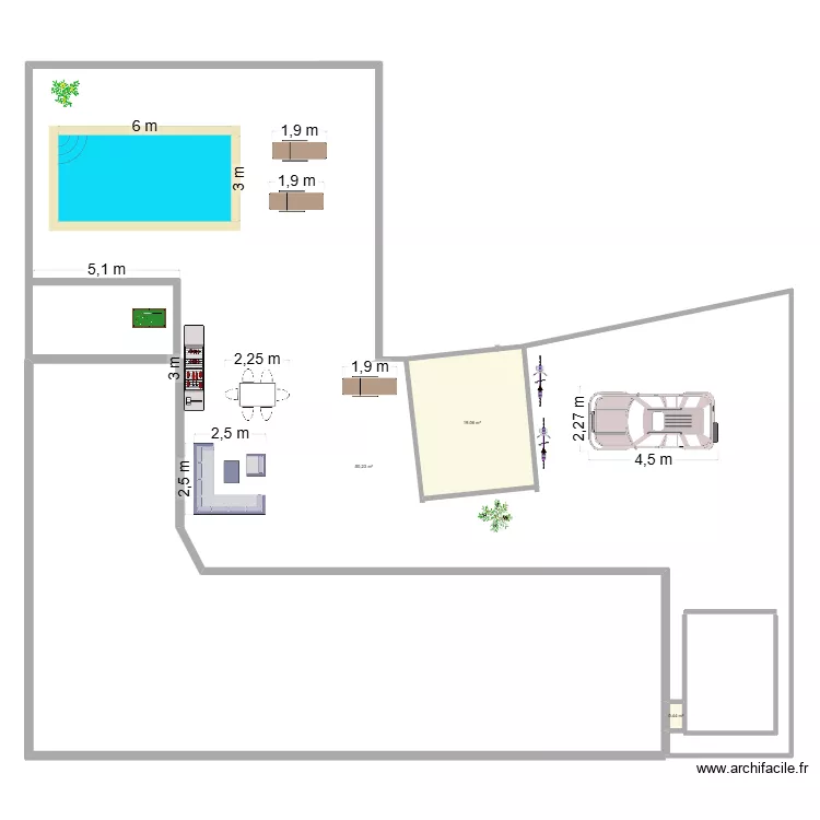 projet agrandissement. Plan de 3  et 483 m²