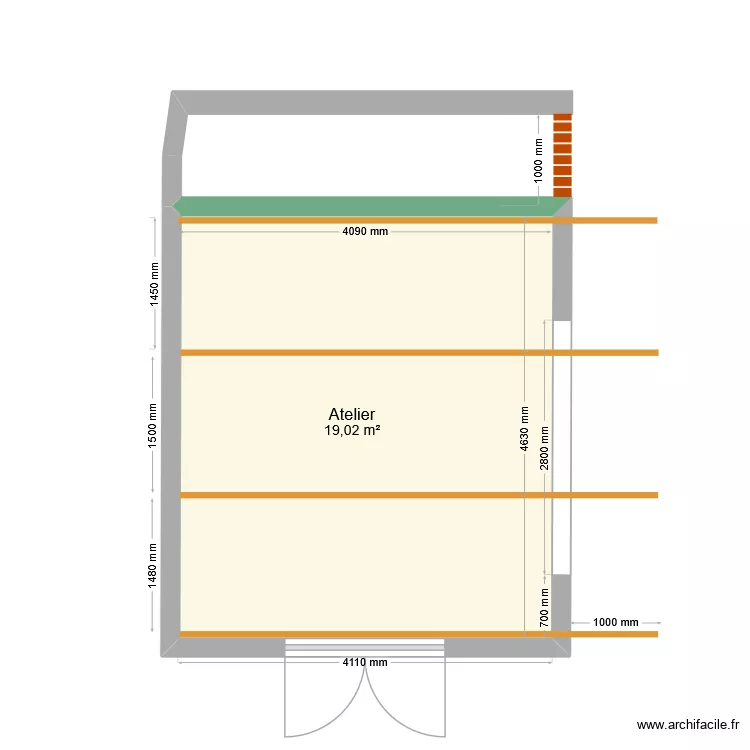 Côtes Atelier. Plan de 1 et 19 m² Côtes Atelier. Plan de 1 et 19 m²