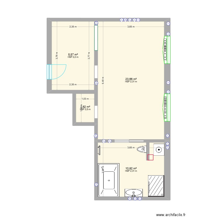 Appartement St Brevin 2. Plan de 4 pièces et 46 m2