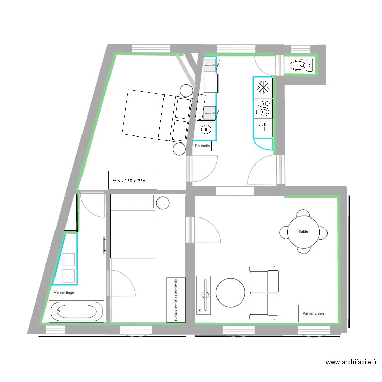 Versailles version grand meuble sdb. Plan de 0 pièce et 0 m2