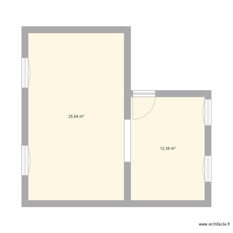 Jules Ferry - A - Base. Plan de 2 pièces et 38 m2