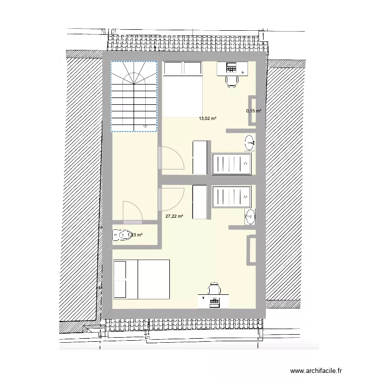 St Gilles chee woo - Combles 4ieme option 2 sdb centr&eacute;es. Plan de 