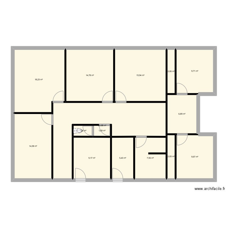 existant Cenon. Plan de 15 pièces et 143 m2