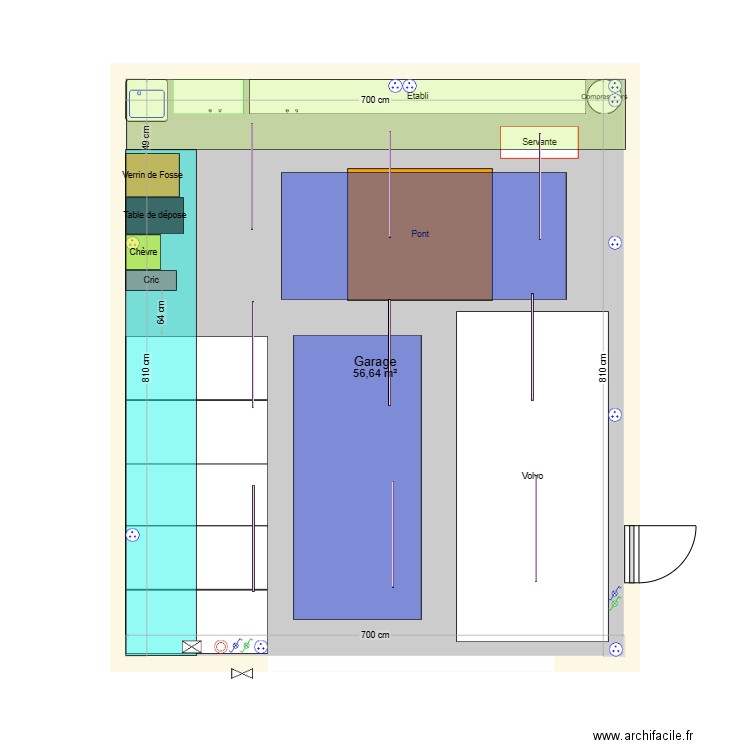 Aménagement garage V4-éclairage. Plan de 1 pièce et 57 m2