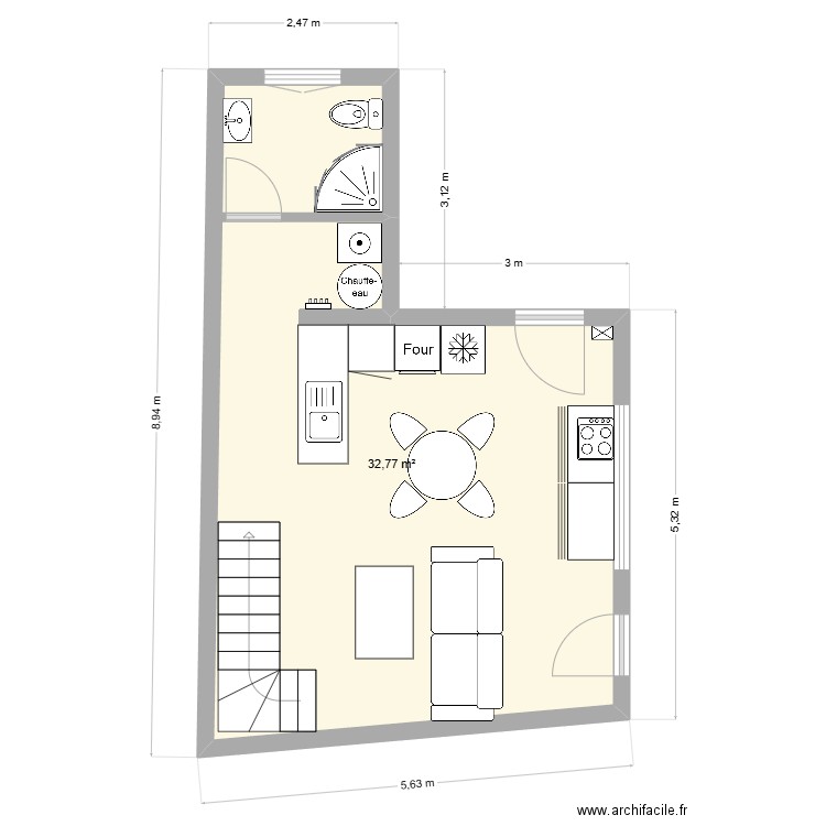 Petite maison Pascal. Plan de 1 pièce et 33 m2
