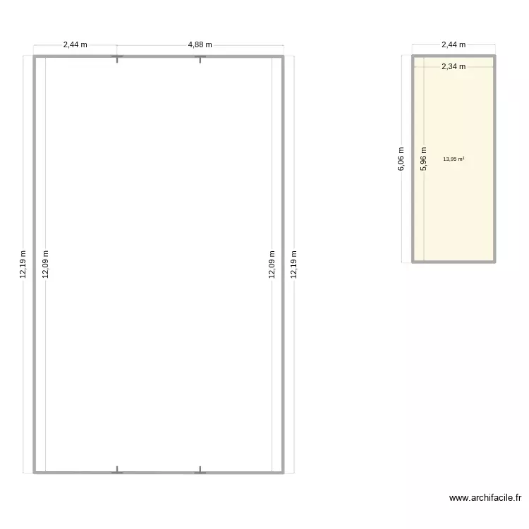 contenaire 2. Plan de 1 Pièce et 14 m² contenaire 2. Plan de 1 Pièce et 14 m²