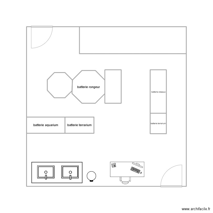 animalerie lycée. Plan de 9 pièces et 40 m2