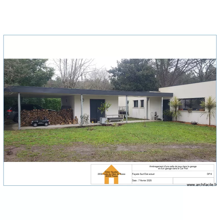 Fa&ccedil;ade Sud Etat actuel. Plan de 