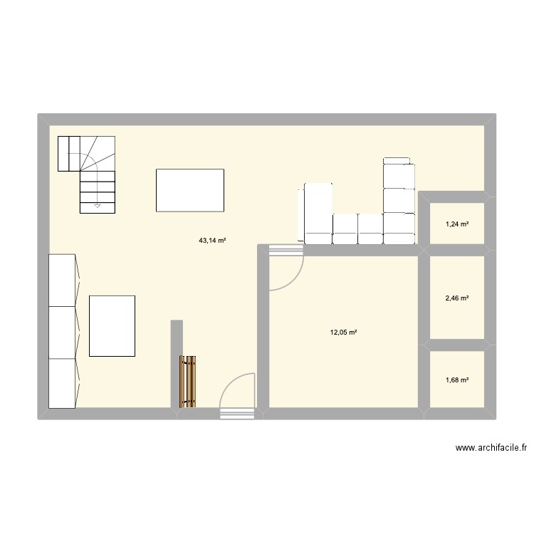 CYNTHIA ADRIEN. Plan de 5 pièces et 61 m2