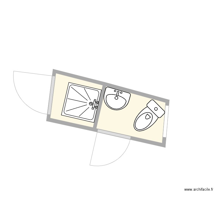 Riou avant travaux. Plan de 2 pièces et 2 m2
