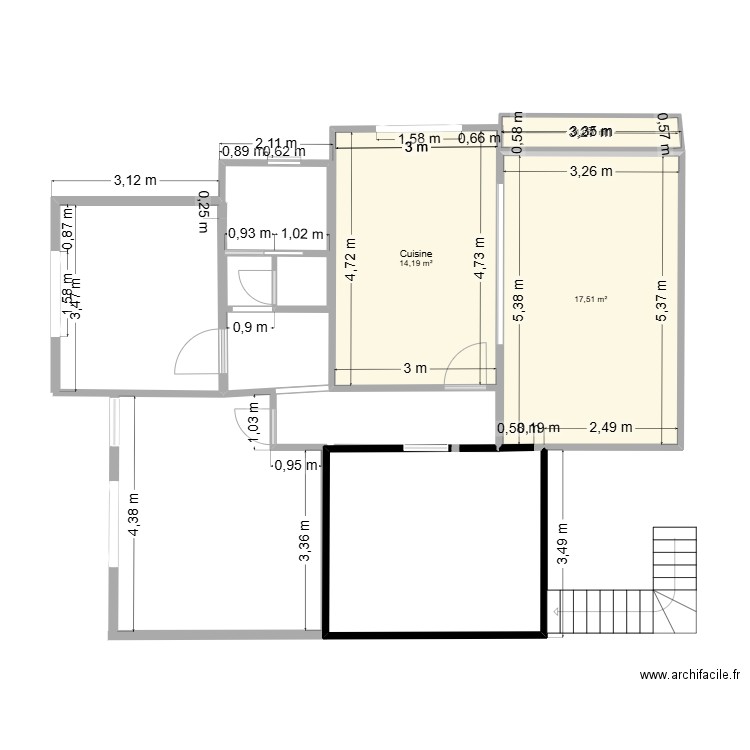 Tavira 1er 2tage. Plan de 3 pièces et 34 m2
