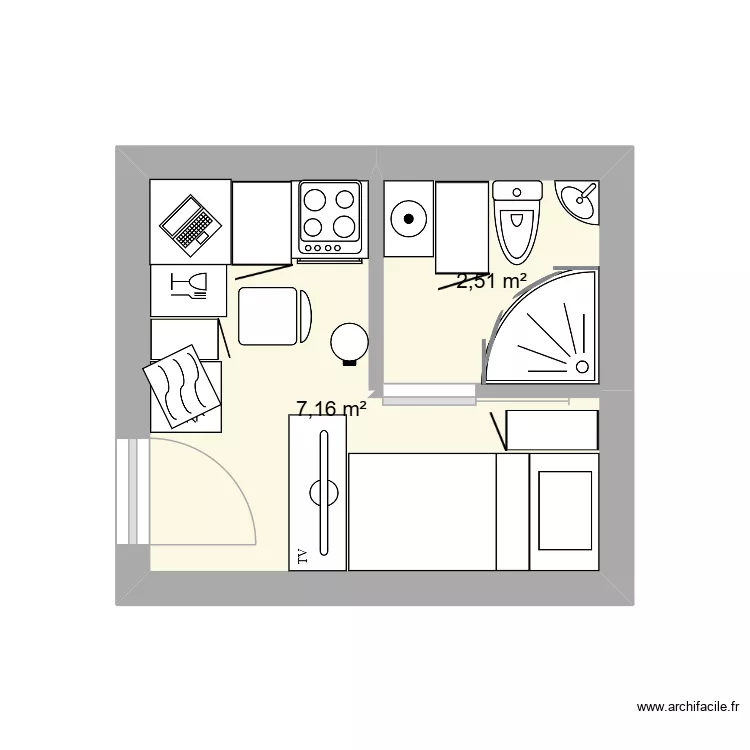 mini maison. Plan de 2  et 10 m²