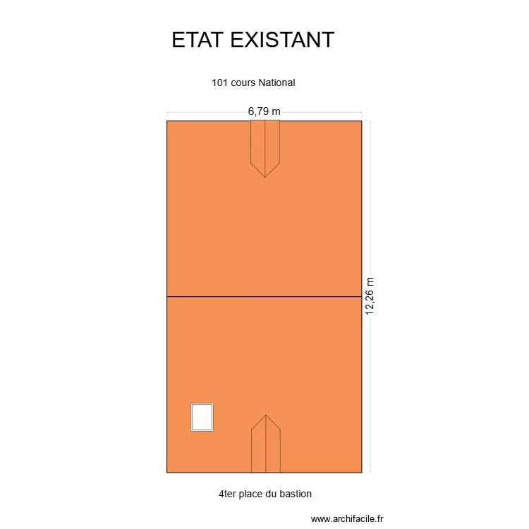BASTION COMBLES ETAT EXISTANT. Plan de 
