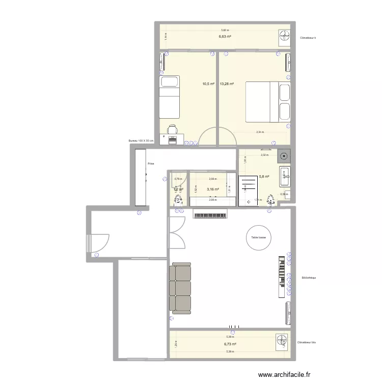 Appartment saint mand&eacute;. Plan de 7 Pièces et 47 m²