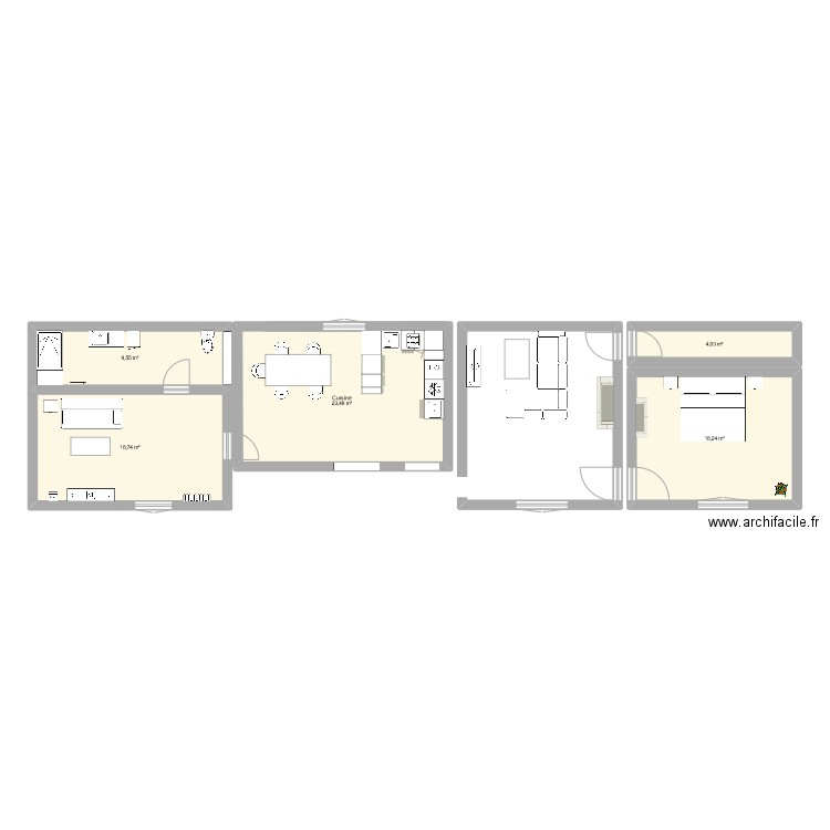 Maison Cugney. Plan de 5 pièces et 74 m2