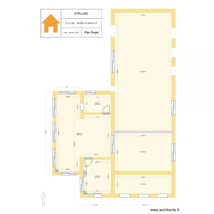 le tey projet 1. Plan de 7 pièces et 286 m²