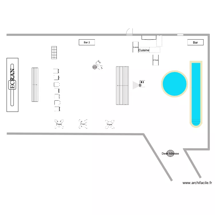 Terrasse set up cin&eacute;ma. Plan de 