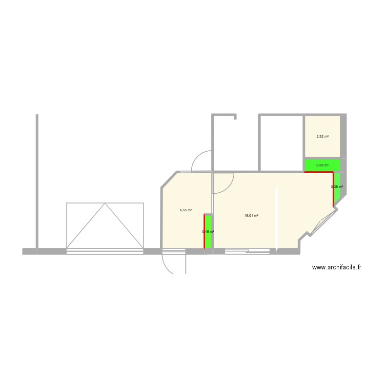 bureau. Plan de 6 pièces et 27 m2