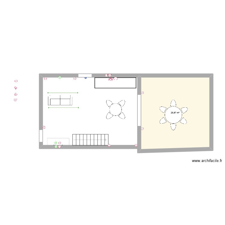 rez de chausse maison belge. Plan de 1 pièce et 26 m2