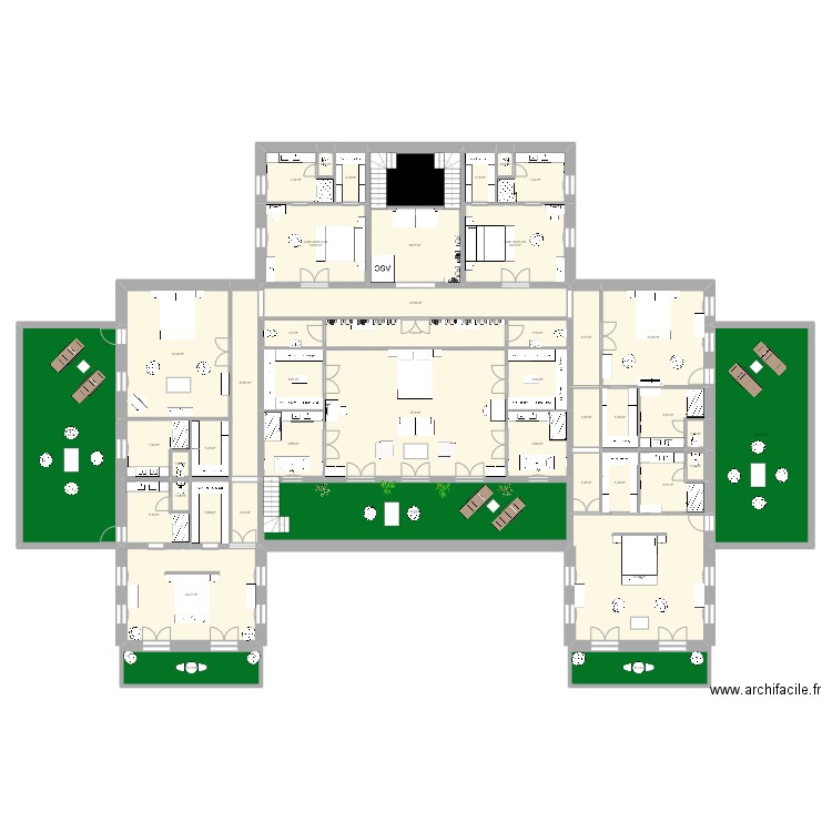maison. Plan de 45 pièces et 624 m2