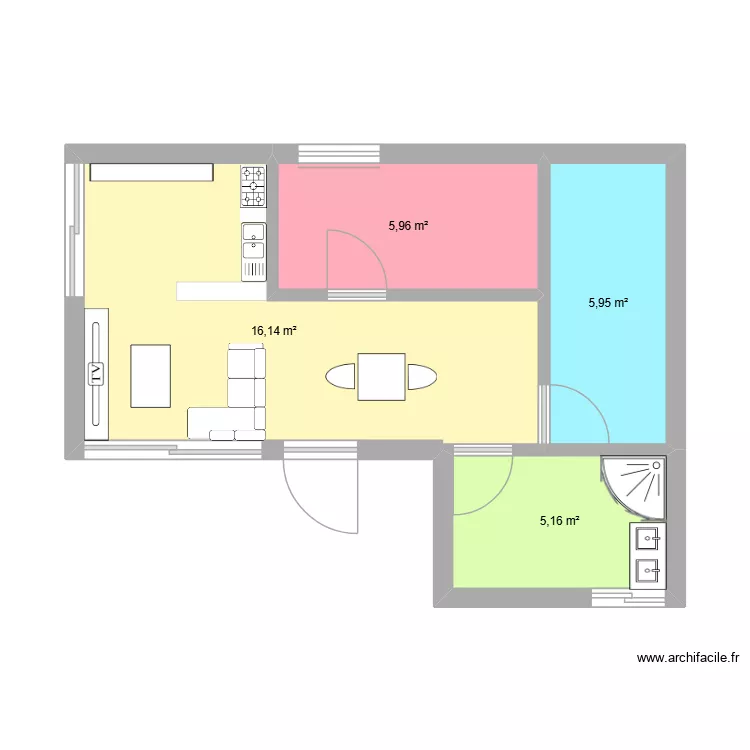 bazuzu project. Plan de 4  et 33 m²