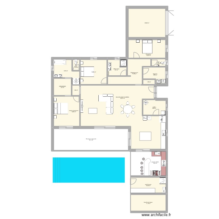 MIMIZAN BIS exterieur. Plan de 19 pièces et 252 m2