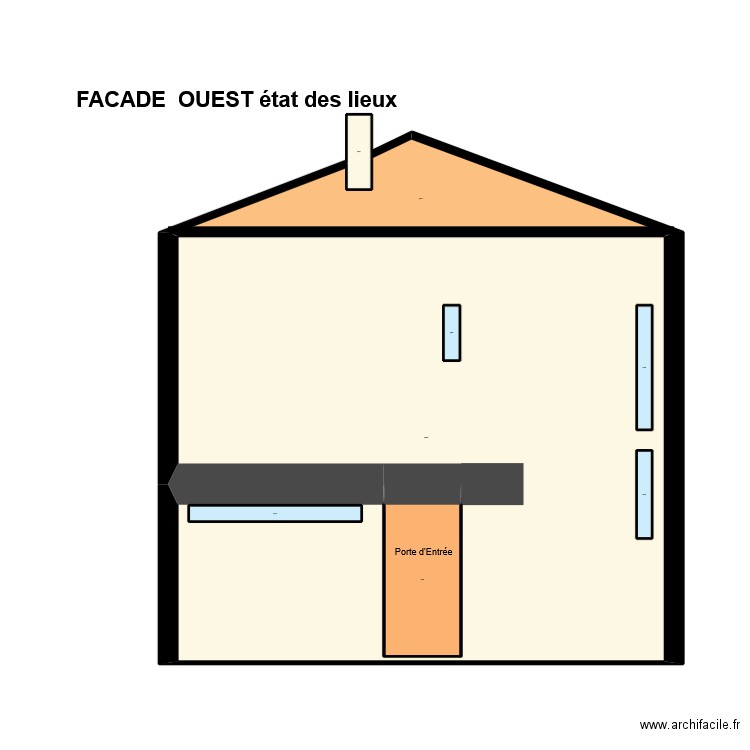 PLANS FACADE OUEST état des lieux. Plan de 8 pièces et 39 m2