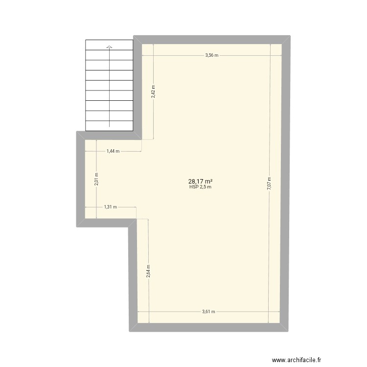 Plan extension. Plan de 1 pièce et 28 m2