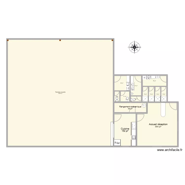 BATIMENT SERVICE CAMPING LAC GRANDE FOURCHE. Plan de 14  et 304 m²