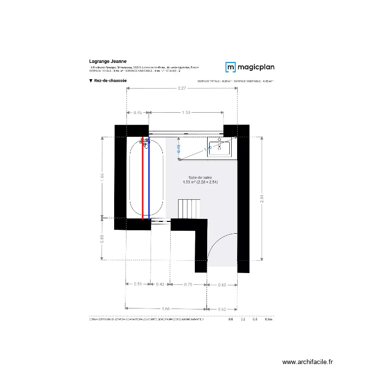 Plan Existant Mme. Lagrange. Plan de 