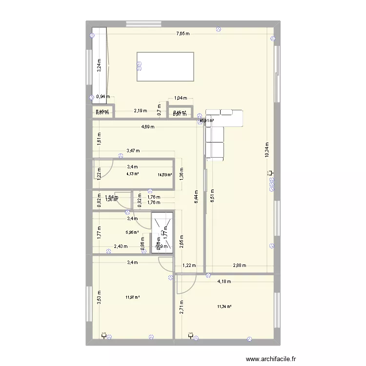 Maison tinteniac v1. Plan de 9  et 97 m²