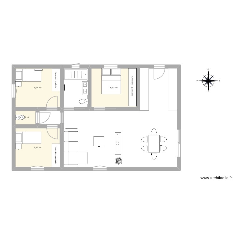 MAISON 2. Plan de 4 pièces et 29 m2