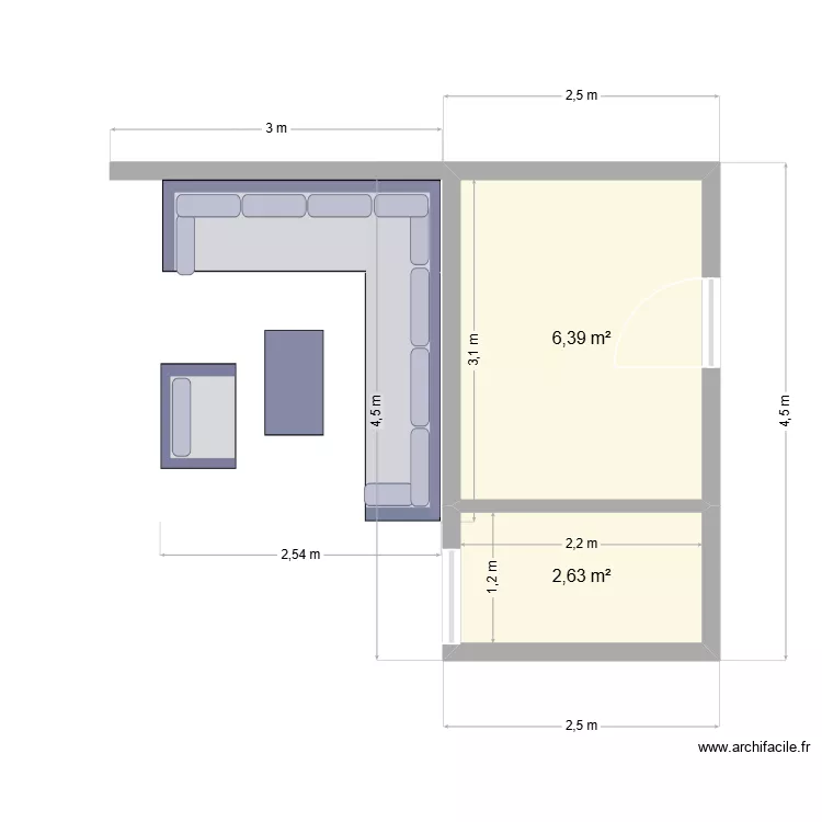 Abri. Plan de 2  et 9 m²
