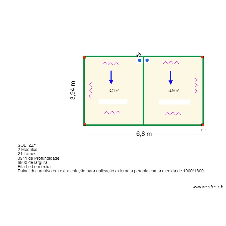 Patricia Carneiro -Vilamoura. Plan de 2 pièces et 26 m2