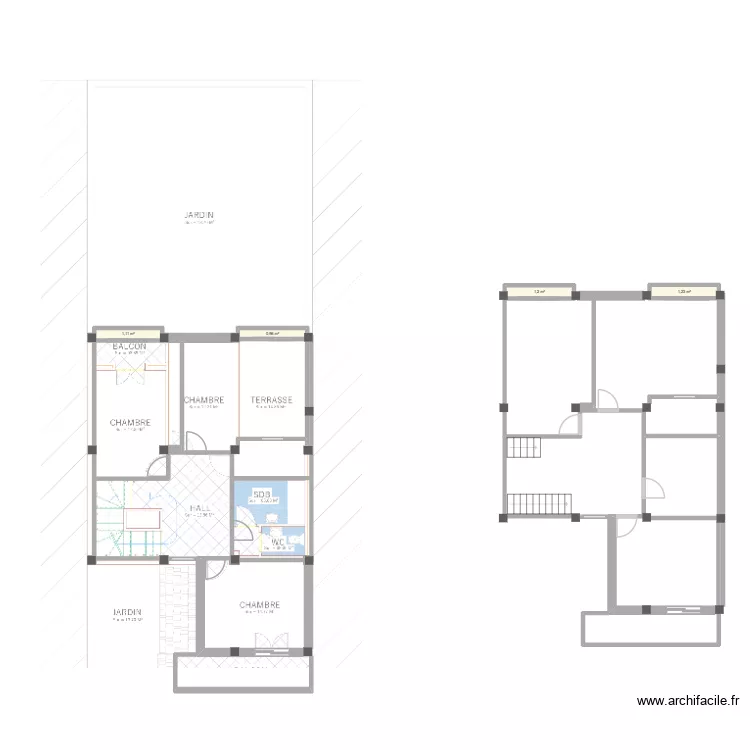Etage 1. Plan de 4  et 5 m²
