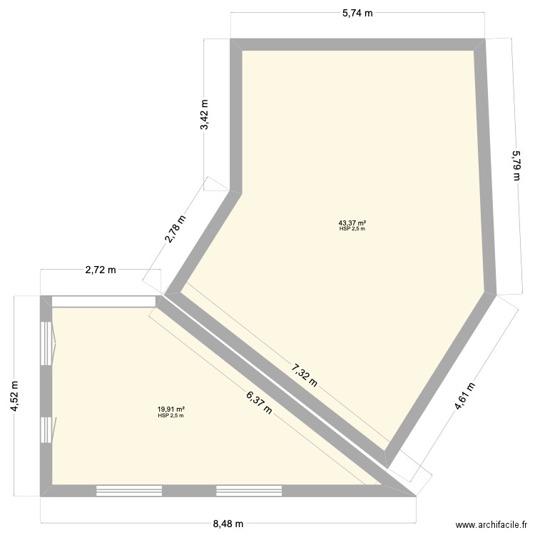 Garage. Plan de 2 pièces et 63 m2