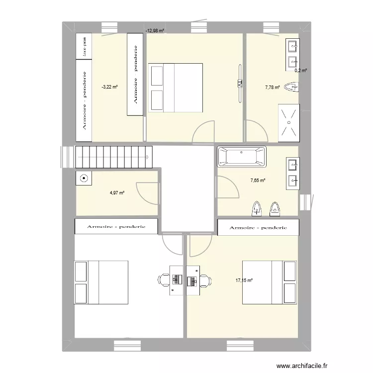 maison &eacute;tage 1. Plan de 7 pièces et 48 m²