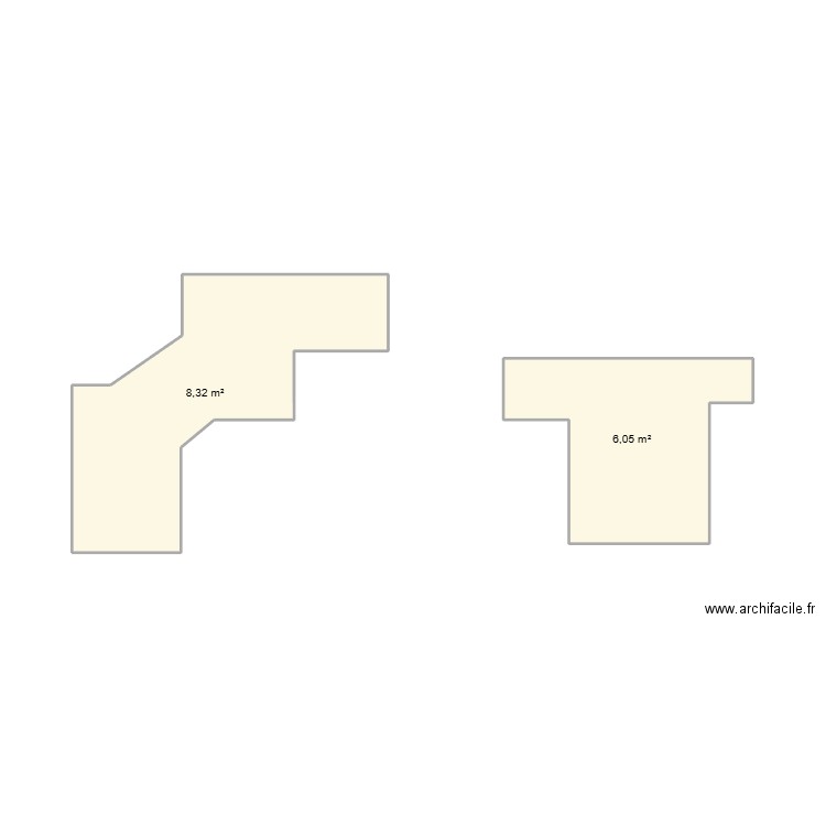 carrelage. Plan de 2 pièces et 14 m2