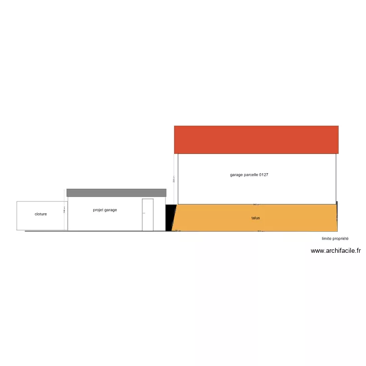 facade et toiture vue cot&eacute; DP4. Plan de 